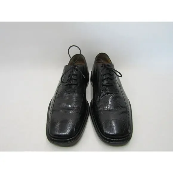 Mezlan Mens Size 9.5 M Black Leather Ostrich Leg Oxford Dress Shoes
